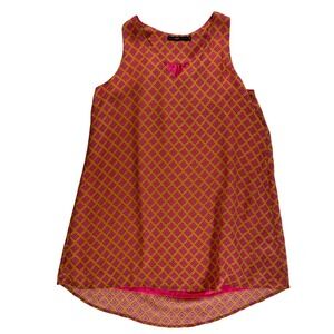 Hazel Haze Sleeveless Preppy Tank Top Dress Medium Pink Orange Y2K Boho Classic